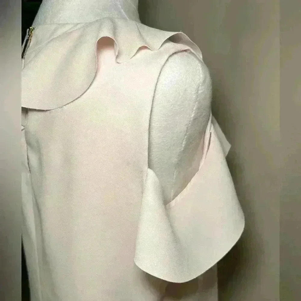 Ted Baker Honourr Asymmetrical Frill Top Nude Pink - Size 2 - Small/Medium - Picture 8 of 11